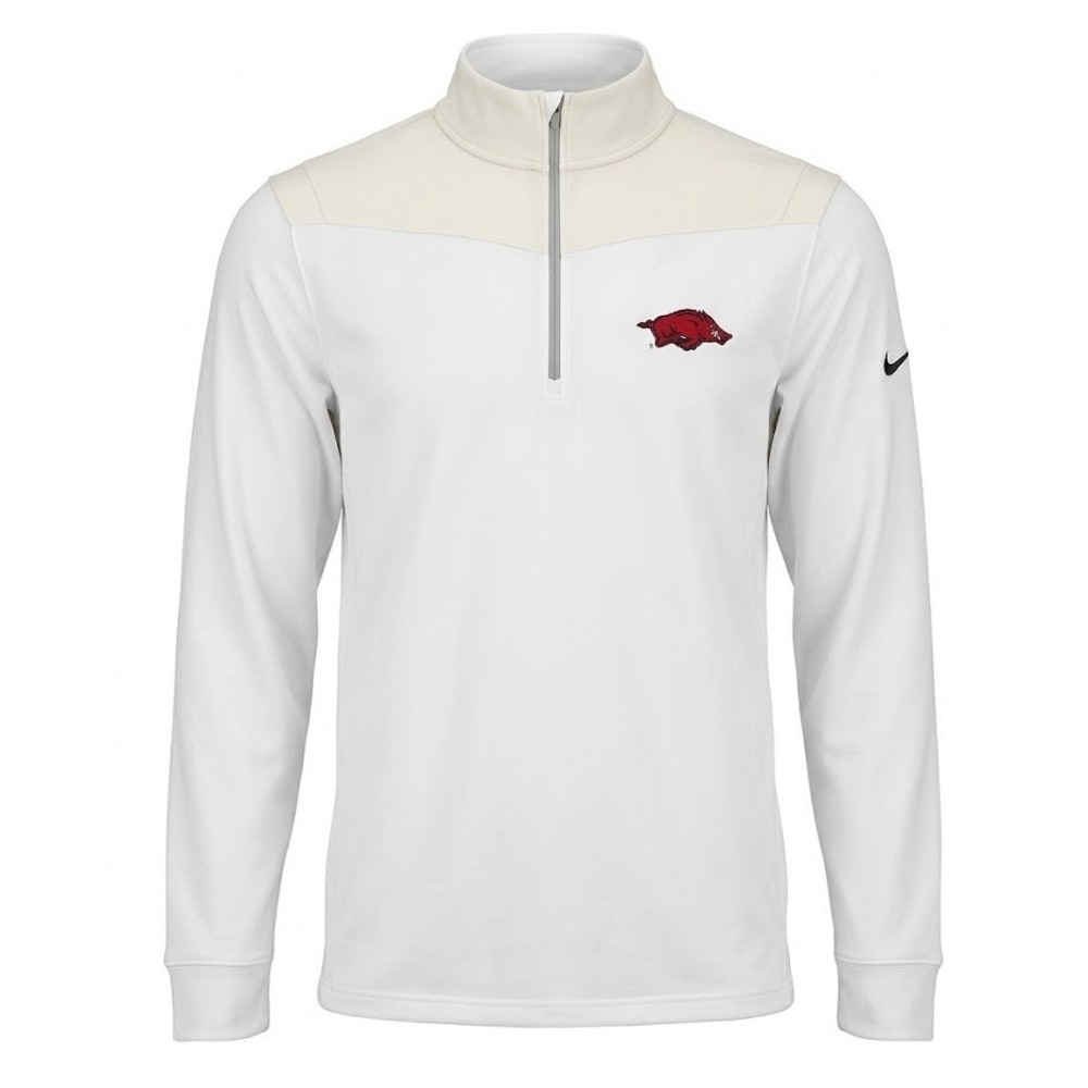 Nike Golf Arkansas Razorbacks Dri-FIT 1/4 Zip Pullover White Mens Large L